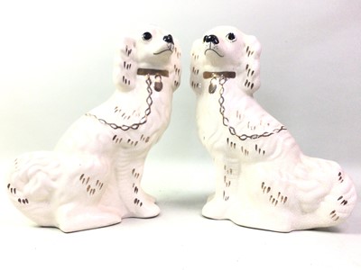 Lot 401 - PAIR OF STAFFORDSHIRE WALLY DOGS