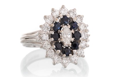 Lot 378 - SAPPHIRE AND DIAMOND CLUSTER RING