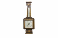 Lot 625 - ART DECO OAK WALL BAROMETER with square dial...