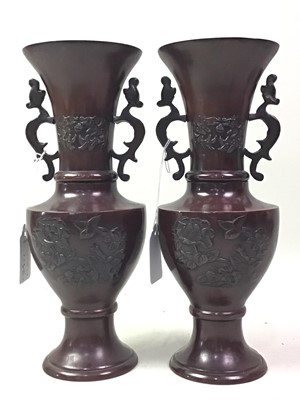 Lot 134 - PAIR OF JAPANESE BRONZE VASES