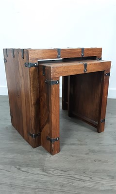 Lot 142 - TEAK NEST OF TWO TABLES