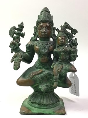 Lot 464 - INDIAN BRONZE GODDESS GROUP