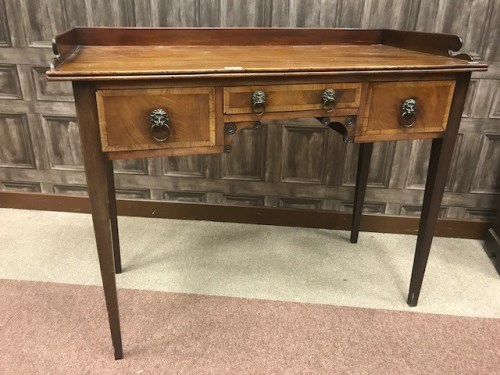 Lot 804 - COMPOSED MAHOGANY DRESSING TABLE the top with...
