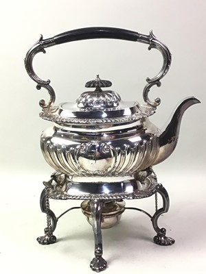 Lot 567 - VICTORIAN SILVER PLATED SPIRIT KETTLE