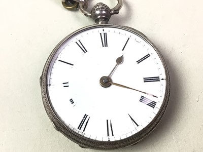 Lot 632 - VICTORIAN SILVER FOB WATCH