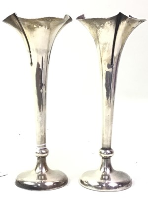 Lot 584 - PAIR OF SILVER TRUMPET VASES