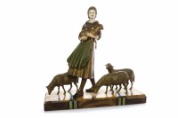 Lot 823 - ART DECO PAINTED SPELTER AND COMPOSITION GROUP...