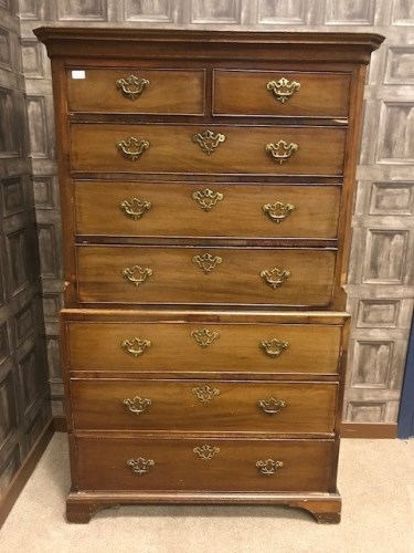 Lot 838 - 19TH CENTURY MAHOGANY CHEST ON CHEST with two...
