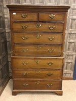 Lot 838 - 19TH CENTURY MAHOGANY CHEST ON CHEST with two...