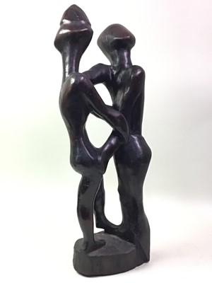 Lot 750 - AFRICAN CARVED HARDWOOD FIGURAL SCULPTURE