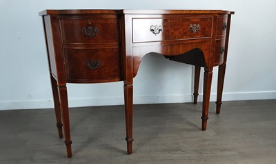 Lot 675 - GEORGIAN STYLE BURR WOOD SIDEBOARD