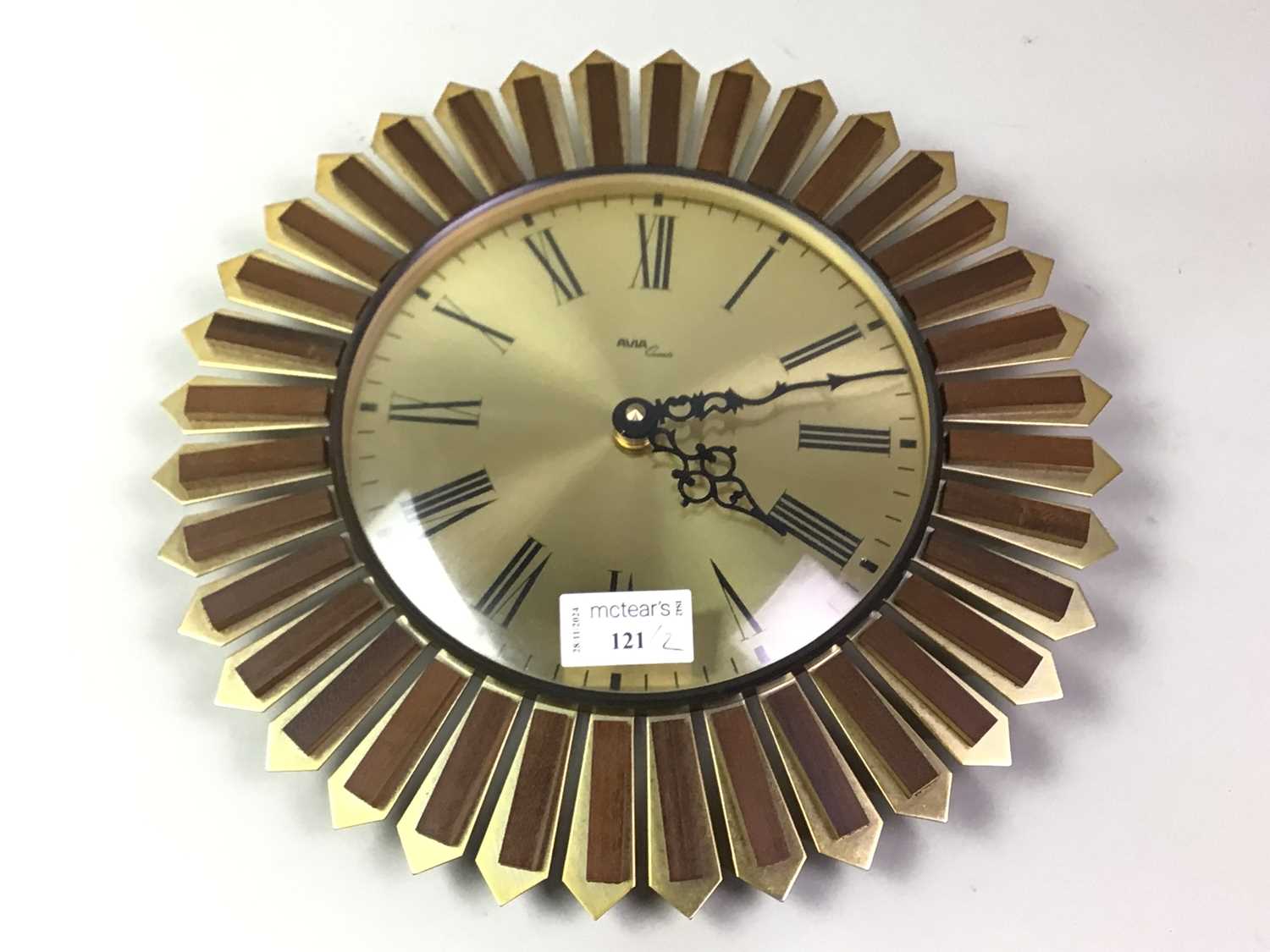 Lot 121 - AVIA MID CENTURY SUNBURST WALL CLOCK