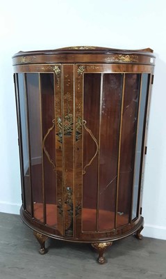 Lot 757 - WALNUT BOW FRONT DISPLAY CABINET