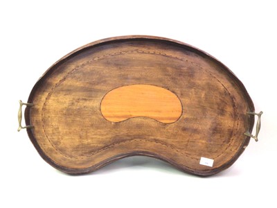 Lot 196 - EDWARDIAN MAHOGANY INLAID BUTLERS TRAY