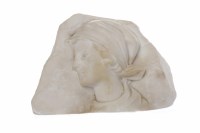 Lot 865 - EARLY 20TH CENTURY MARBLE RELIEF WOMAN IN...