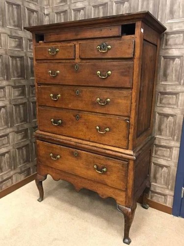 Lot 866 - EARLY 18TH CENTURY OAK TALLBOY CHEST the...