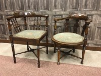 Lot 867 - TWO EDWARDIAN BEECH CORNER CHAIRS each with...