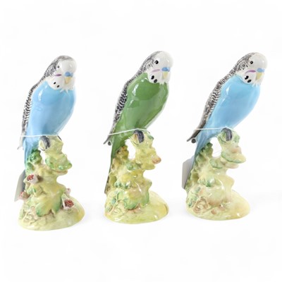 Lot 1507 - BESWICK, THREE BUDGERIGAR FIGURES