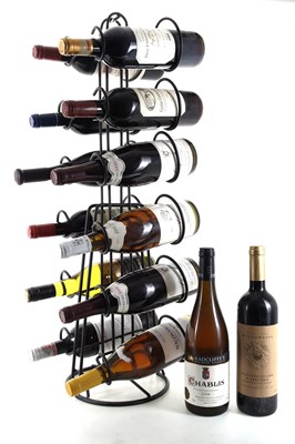 Lot 228 - 14 ASSORTED WINES WITH WINE RACK