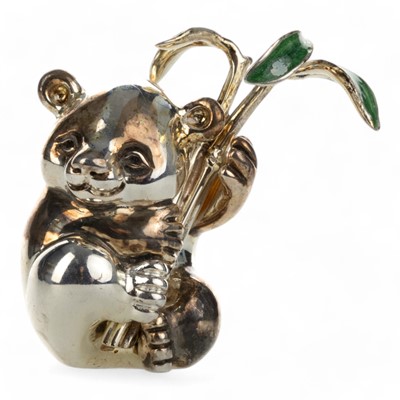 Lot 1575 - ITALIAN SILVER AND ENAMEL MINIATURE PANDA