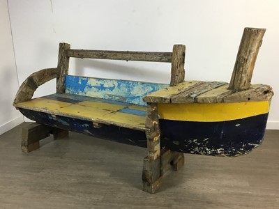 Lot 226 - UNUSUAL WOODEN GARDEN BENCH