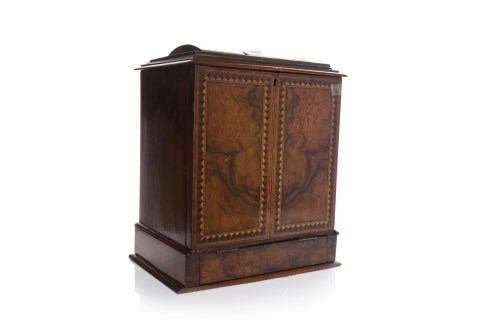 Lot 889 - VICTORIAN WALNUT AND PARQUETRY JEWEL CABINET...