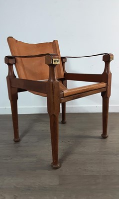 Lot 270 - MICHAEL D`SOUZA MUFTI, ITALIAN TEAK AND TAN LEATHER SAFARI CHAIR