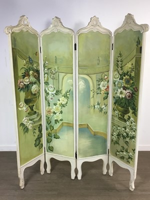 Lot 297 - VINTAGE FOUR FOLD DRESSING SCREEN
