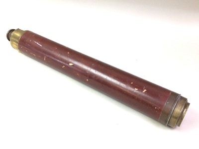 Lot 314 - BRASS LEATHER BOUND TELESCOPE