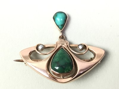 Lot 393 - ART NOUVEAU STYLE DROP PENDANT