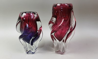 Lot 246 - CZECH, CRANBERRY AND CLEAR GLASS VASE