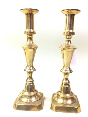 Lot 254 - PAIR OF BRASS CANDLESTICKS