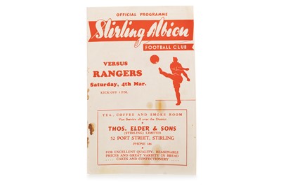 Lot 1752 - STIRLING ALBION F.C. VS. RANGERS F.C., PROGRAMME