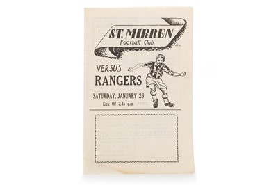 Lot 1756 - ST. MIRREN F.C. VS. RANGERS F.C., PROGRAMME