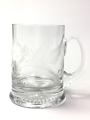 Lot 411 - GROUP OF FOUR CRYSTAL TANKARDS