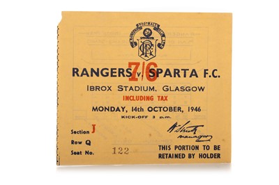 Lot 1767 - RANGERS F.C. VS. SPARTA F.C., TICKET