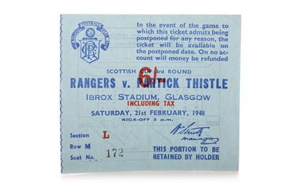 Lot 1768 - RANGERS F.C. VS. PARTICK THISTLE F.C., SCOTTISH CUP 3RD ROUND TICKET