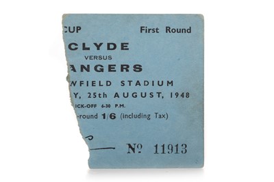 Lot 1769 - CLYDE F.C. VS. RANGERS F.C., SCOTTISH CUP FIRST ROUND TICKET