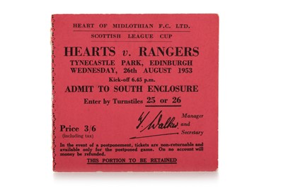 Lot 1770 - HEART OF MIDLOTHIAN F.C. VS. RANGERS F.C., SCOTTISH LEAGUE CUP TICKET