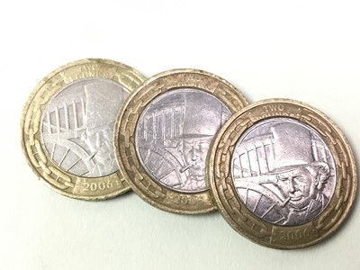 Lot 174 - THREE ERROR STRUCK ISAMBARD KINGDOM BRUNEL £2 COINS