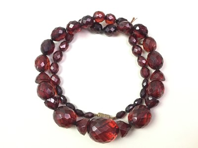 Lot 185 - COLLECTION OF CHERRY AMBER BAKELITE NECKLACES