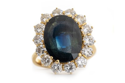 Lot 450 - SAPPHIRE AND DIAMOND CLUSTER RING