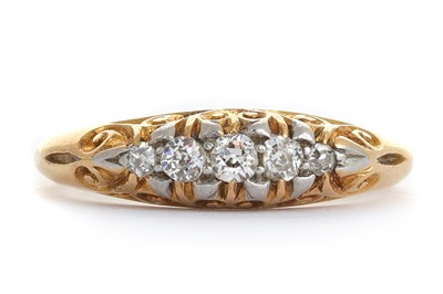 Lot 488 - VICTORIAN DIAMOND FIVE STONE RING