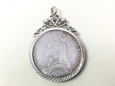 Lot 478 - VICTORIAN SILVER CROWN PENDANT