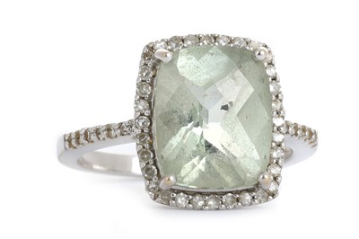 Lot 526 - GREEN AMETHYST AND DIAMOND RING