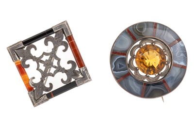 Lot 538 - TWO SCOTTISH AGATE BROOCHES