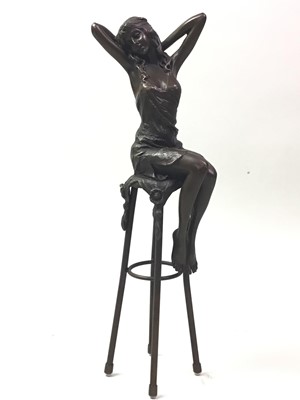 Lot 613 - ART NOUVEAU STYLE BRONZED FIGURE