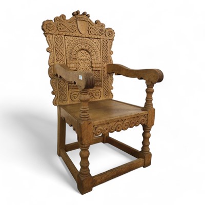 Lot 1479 - LIGHT OAK ARMCHAIR