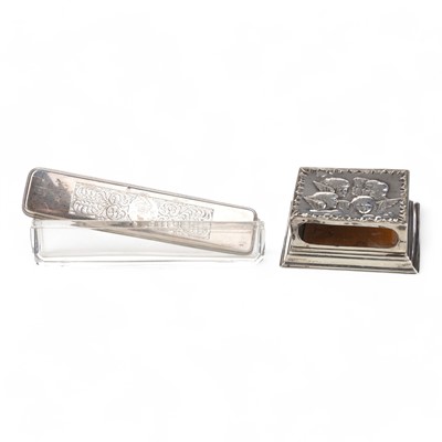 Lot 1602 - SILVER TABLE MATCHBOX HOLDER