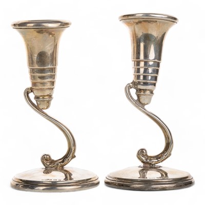 Lot 1603 - PAIR OF SILVER CANDLESTICKS